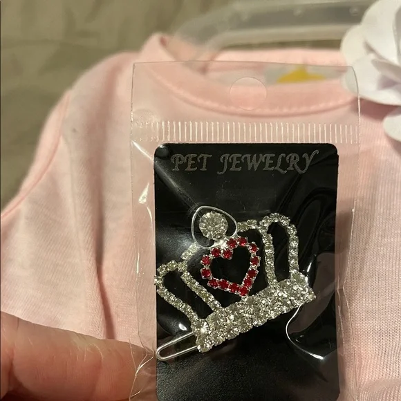 Pink and White Dog Dress with Flower - Picture 7 of 8